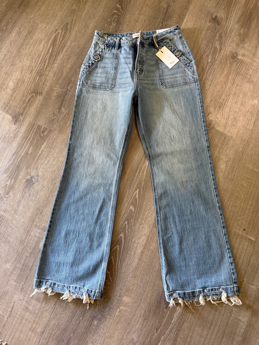 KanCan Light Blue Women's Jeans with Frayed Hem